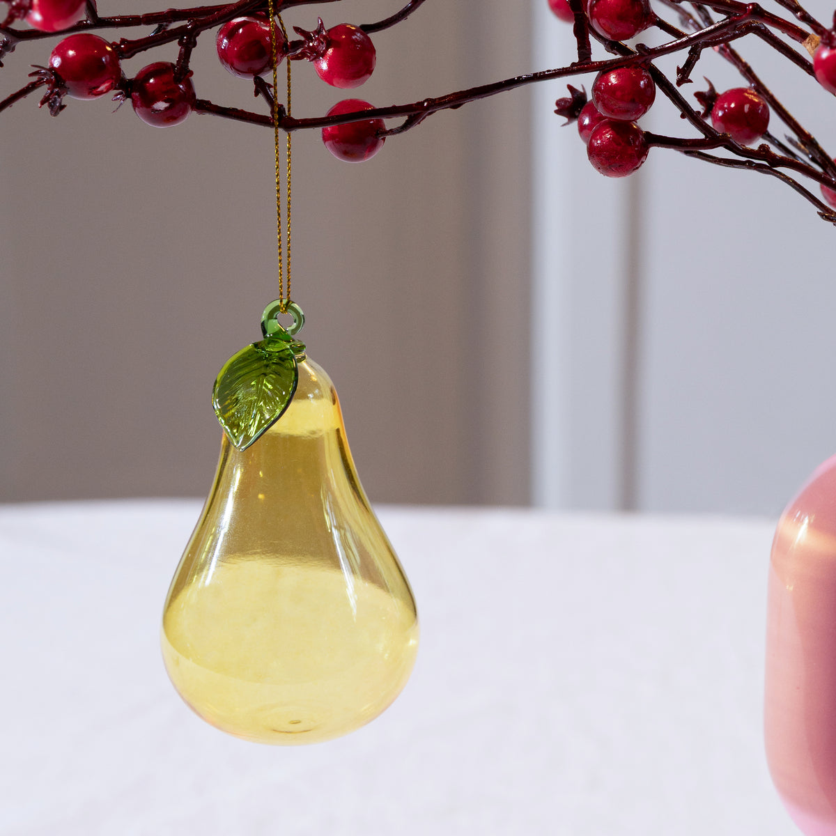&Klevering Yellow Pear Blown Glass Christmas Ornament | &Klevering | Lifestyle | Beluga Boutique