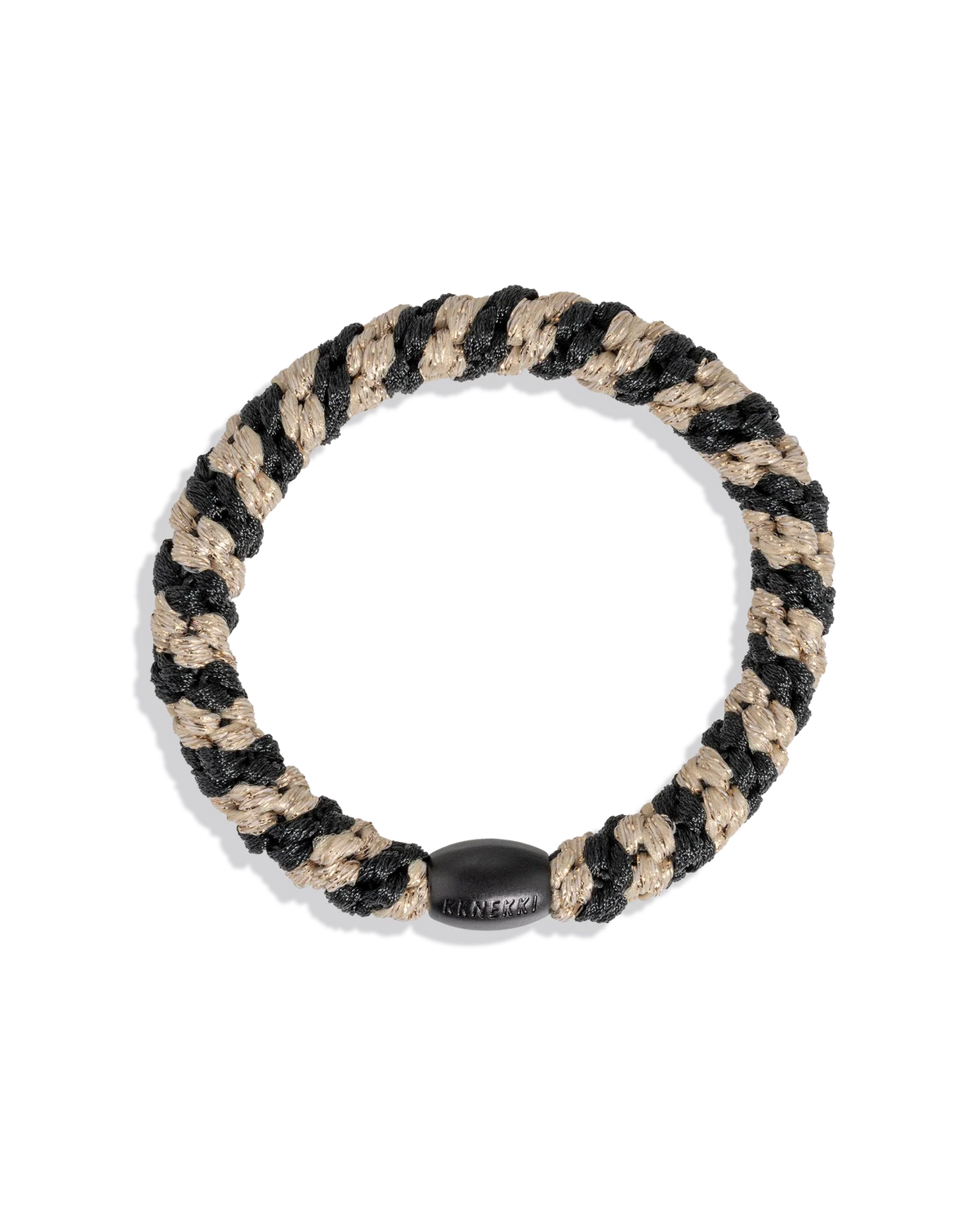 KKNEKKI Black Beige Glitter Stripe Hair Tie | KKNEKKI | Main view | Beluga Boutique