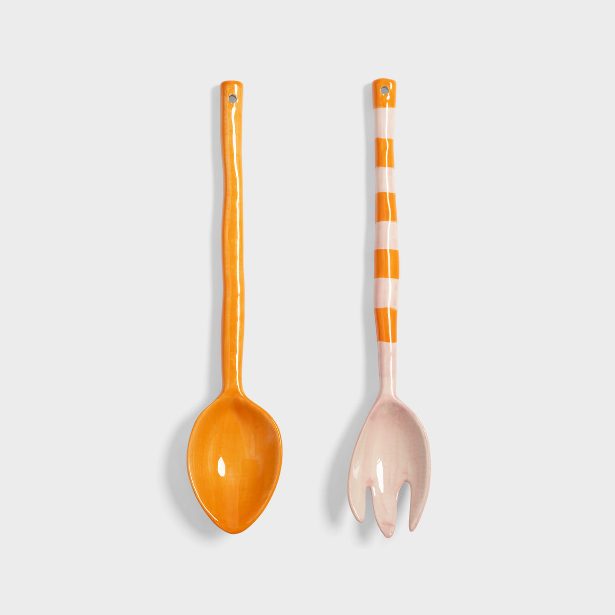 Couverts à salade Boavista rayés en porcelaine | &Klevering | Vue principale | Beluga Boutique