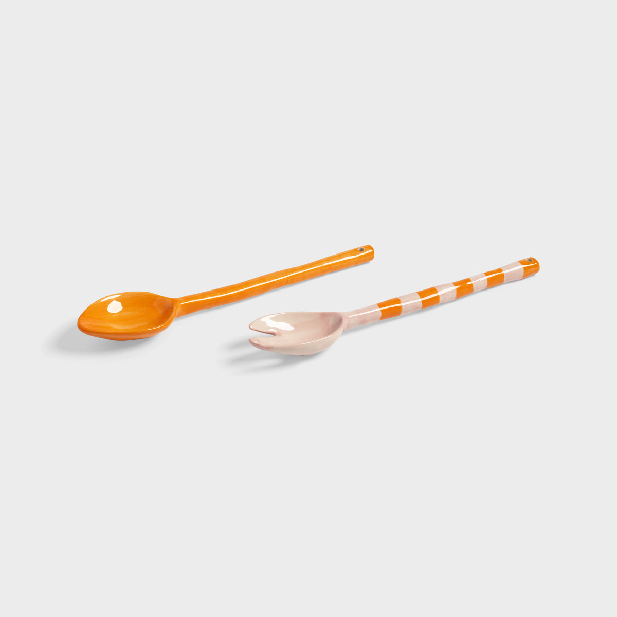 Couverts à salade Boavista rayés en porcelaine | &Klevering | Autre angle | Beluga Boutique
