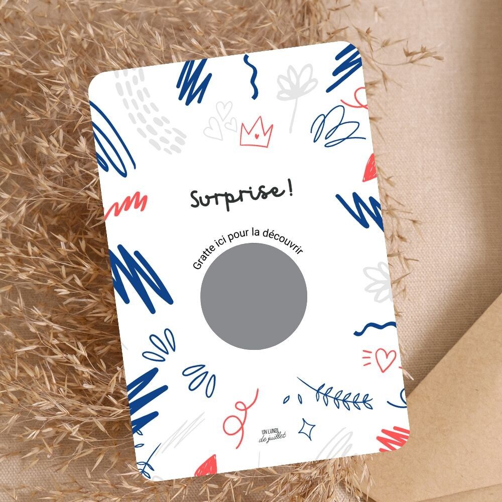 Carte à gratter personnalisable | Un Lundi de Juillet | Modèle Surprise, fête | Beluga Boutique