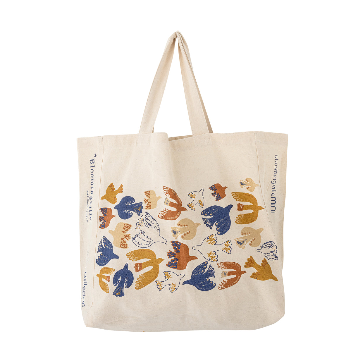 Sac de courses Anniversary en coton imprimé oiseaux et fleurs | Bloomingville | Vue principale | Beluga Boutique