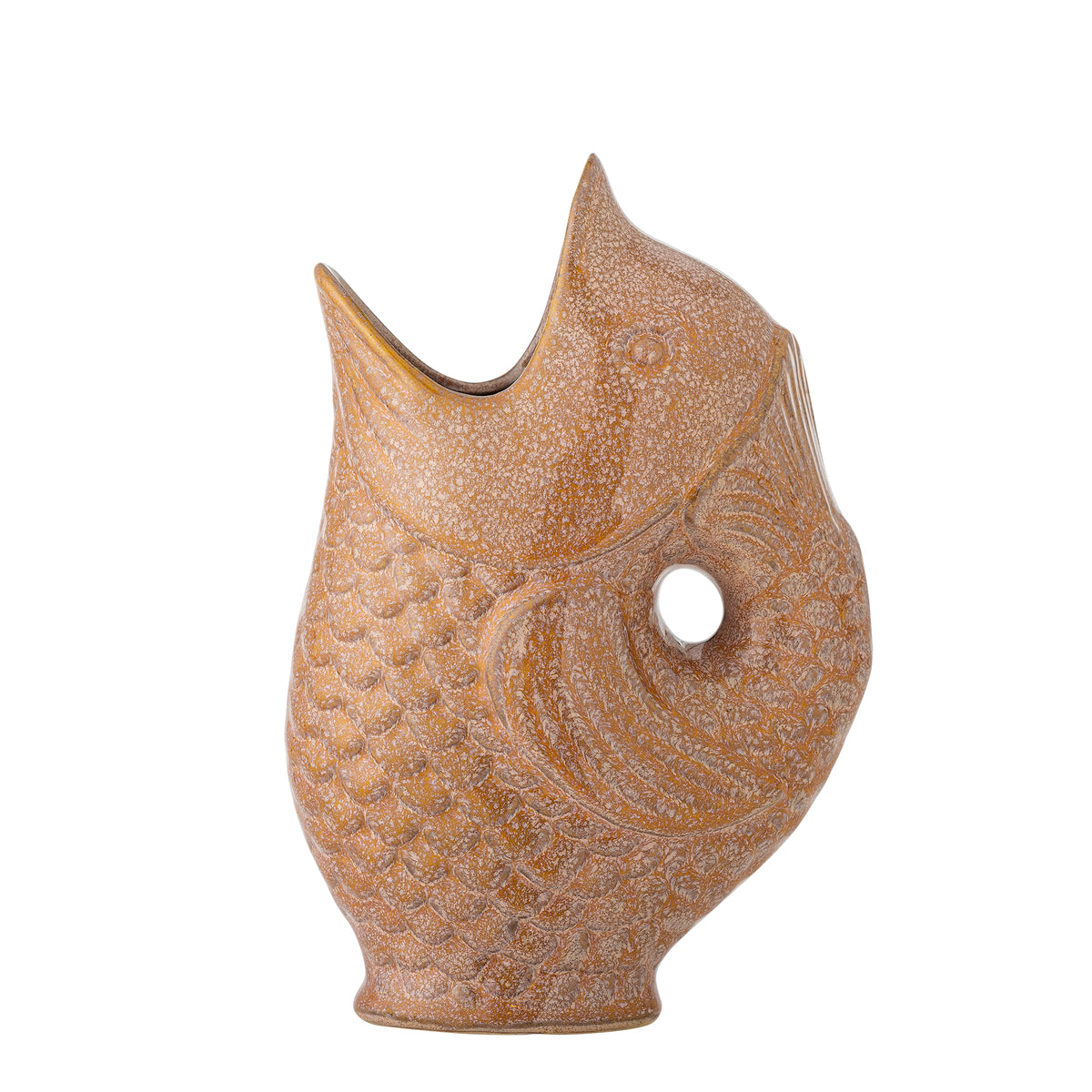 Vase poisson Harvey en grès marron émaillé | Bloomingville | Vue principale | Beluga Boutique
