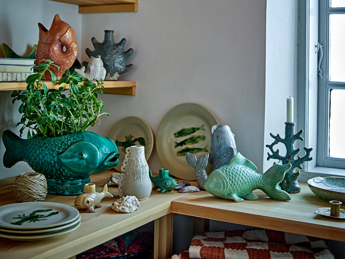 Vase poisson Harvey en grès marron émaillé | Bloomingville | Vue 6 | Beluga Boutique