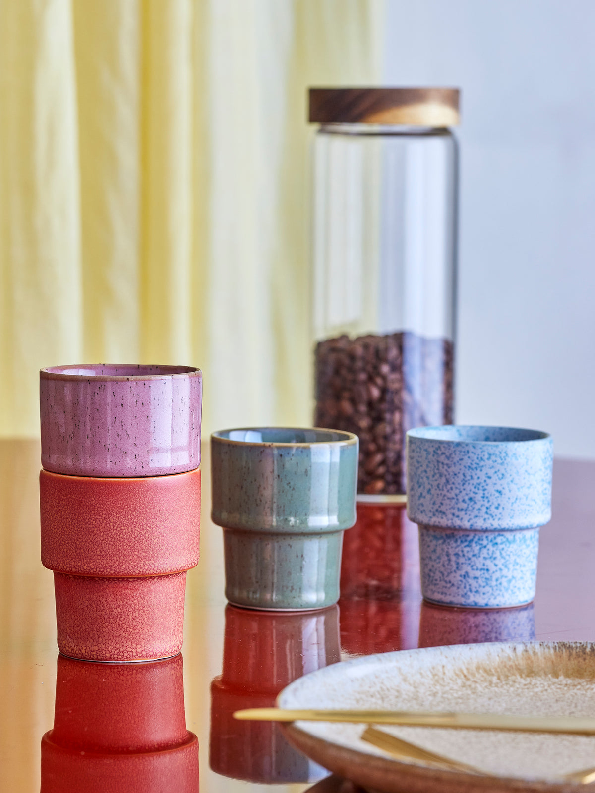 Tasses à expresso Ewan en grès émail réactif, lot de 4 | Bloomingville | Vue 3 | Beluga Boutique