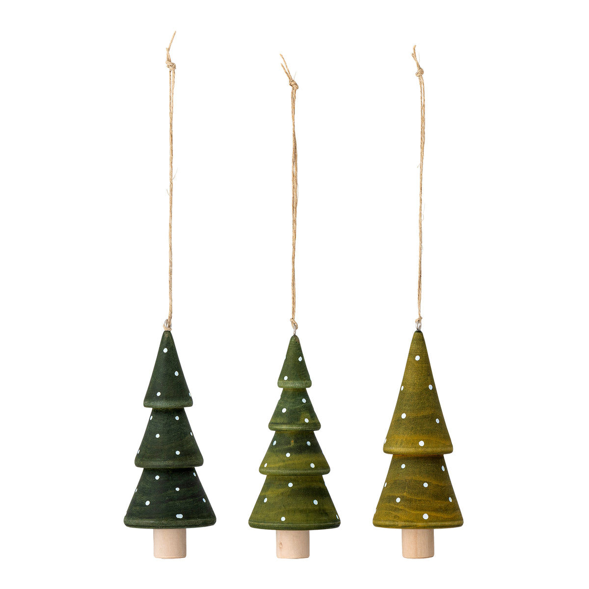 Sapins à suspendre Jayli en bois peint à la main, set de 3 | Bloomingville | Vue principale | Beluga Boutique