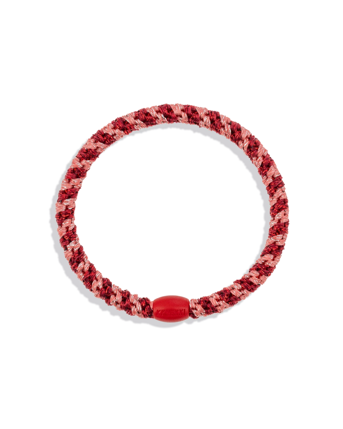KKNEKKI Slim Coral Bordeaux Glitter Stripe Hair Tie | KKNEKKI | Main view | Beluga Boutique