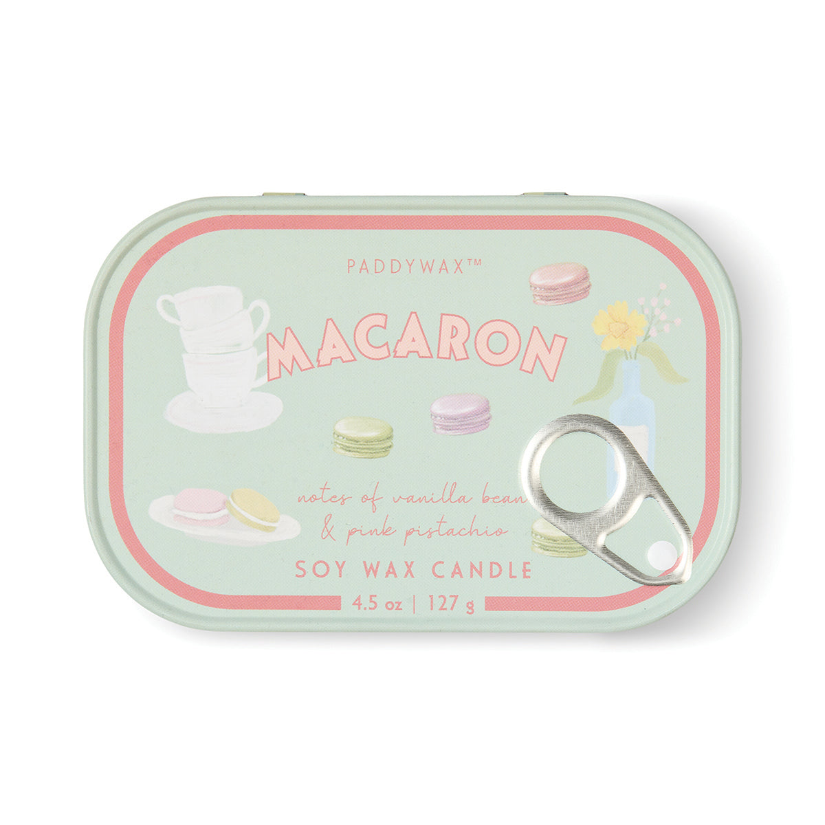 Bougie Bistro Macaron en boîte métal, ambre et pistache, 127 g | La sélection Beluga | Vue principale | Beluga Boutique