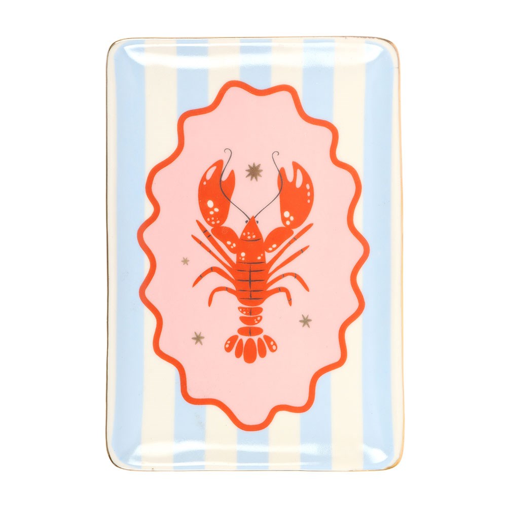 Vide-poche homard rayé en céramique rouge et bleu marine, Something Different | Beluga Boutique