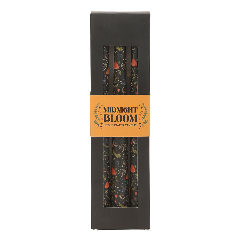 Lot de 3 bougies flambeau noires à motif floral (vue 3), Something Different | Beluga Boutique