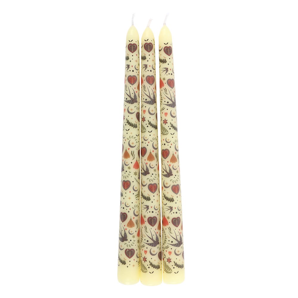 Lot de 3 bougies flambeau crème à motif floral, Something Different | Beluga Boutique