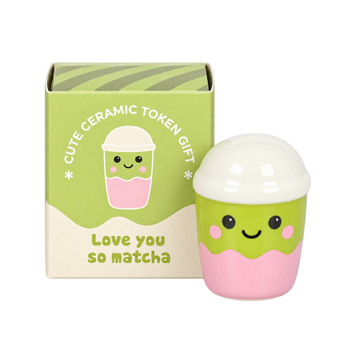Jetons porte-bonheur Kawaii Kafe en céramique : matcha, Something Different | Beluga Boutique