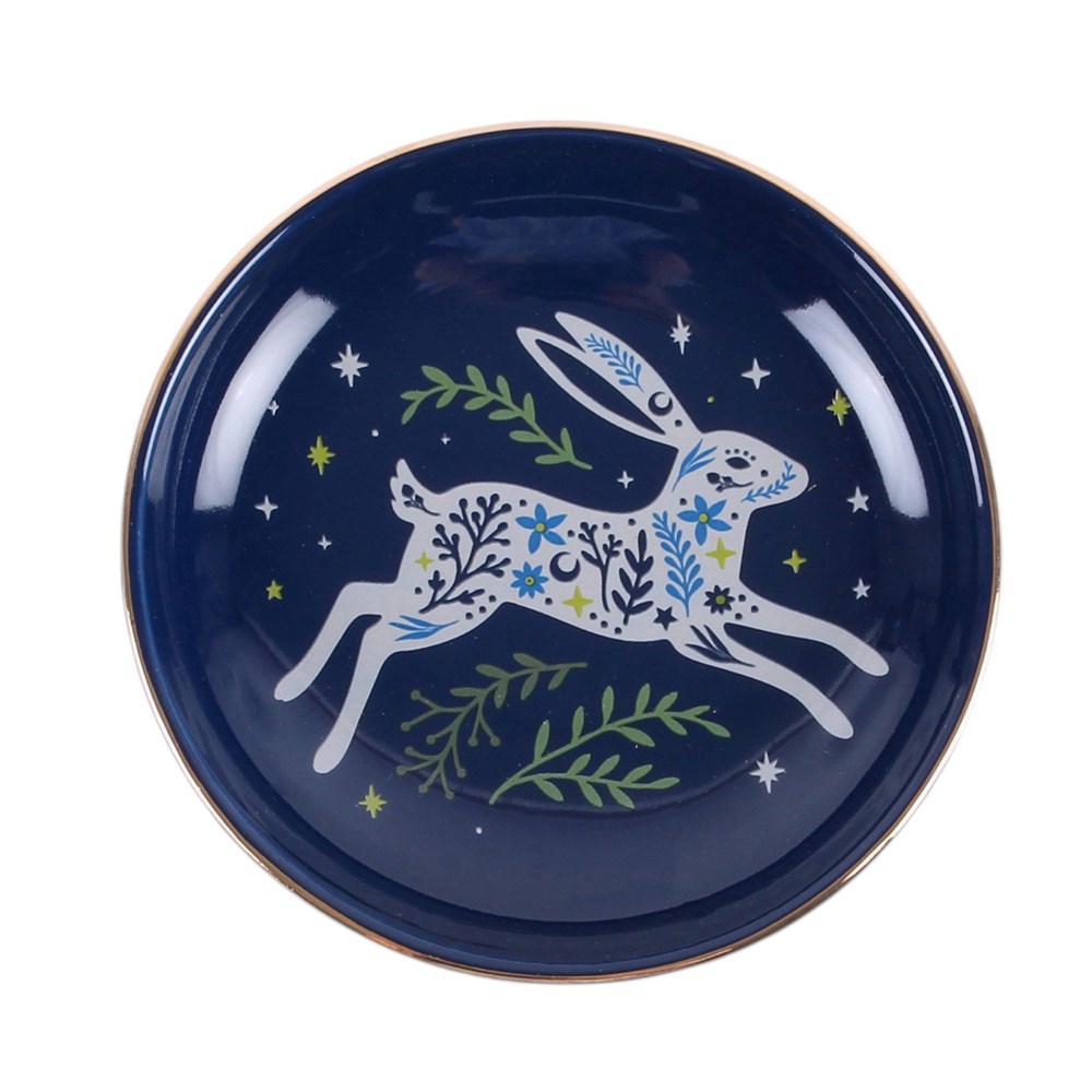 Vide-poche lièvre bondissant en céramique bleu nuit (vue 2), Something Different | Beluga Boutique