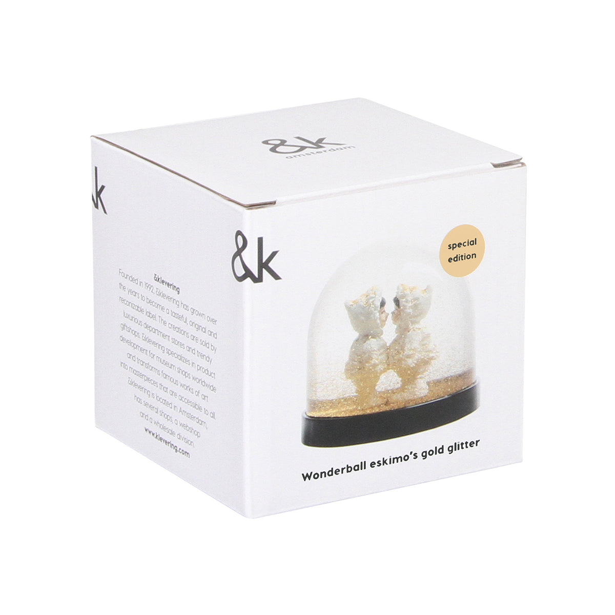 Boule à neige Wonderball Couple d’esquimaux à paillettes dorées | &Klevering | Vue principale | Beluga Boutique
