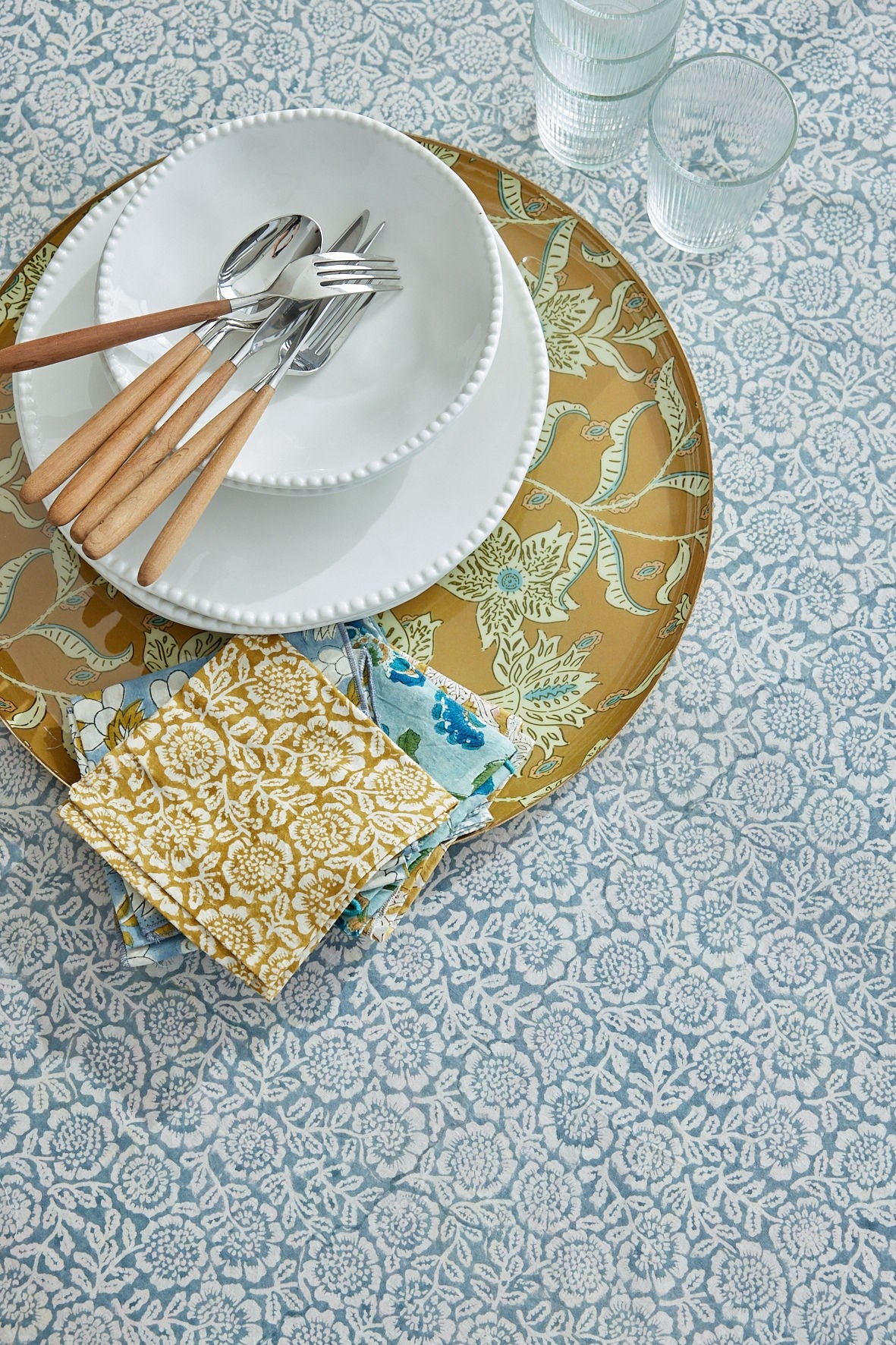 Serviettes de table Kamala absinthe (lot de 2) | Bonheur du Jour | Mise en situation 3 | Beluga Boutique