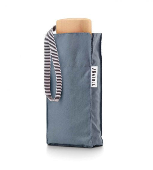 Mini parapluie couleur uni Anatole — Bleu-gris — vue 6 — Anatole