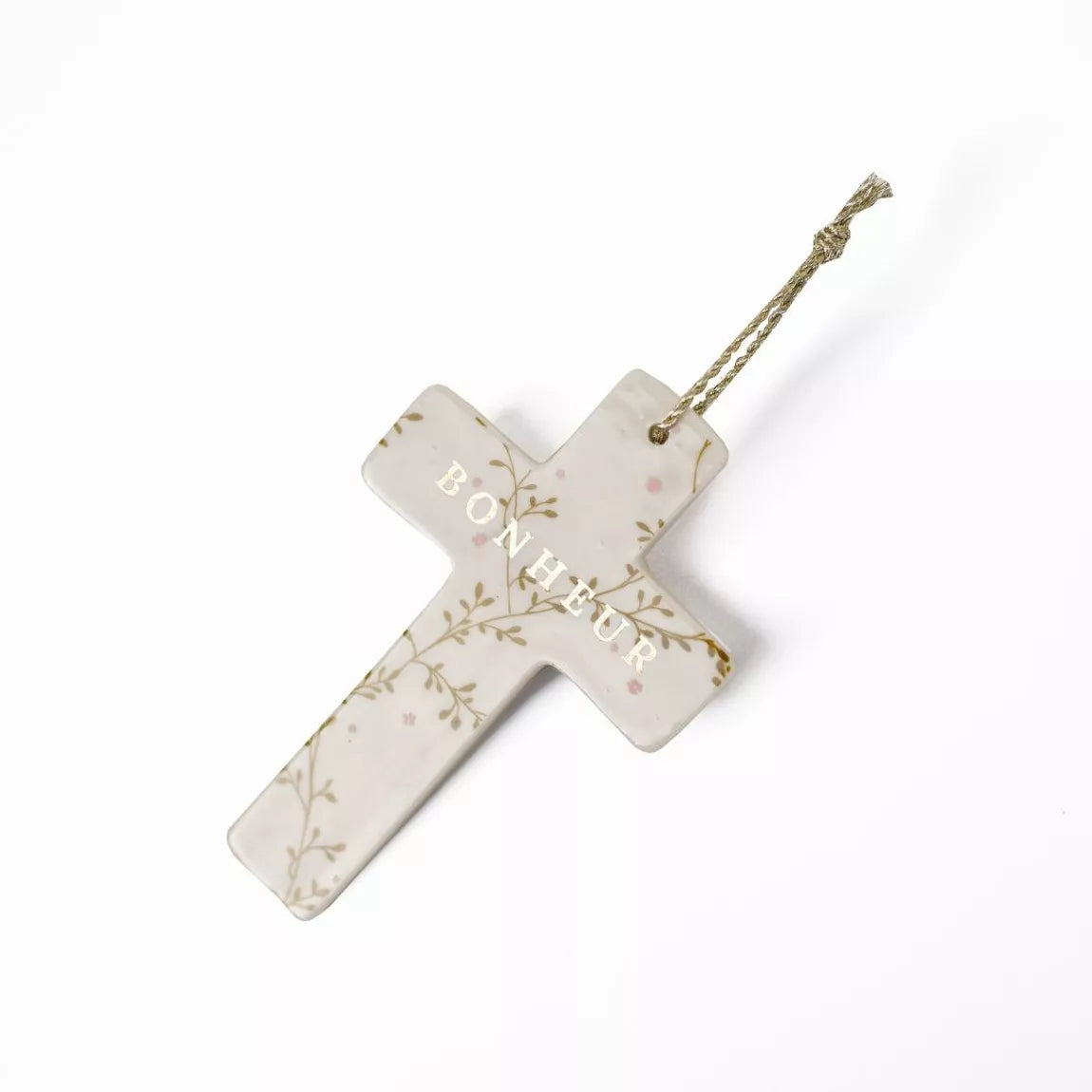 Croix Murale en porcelaine — Hortense, bonheur — vue 3 — Baubels