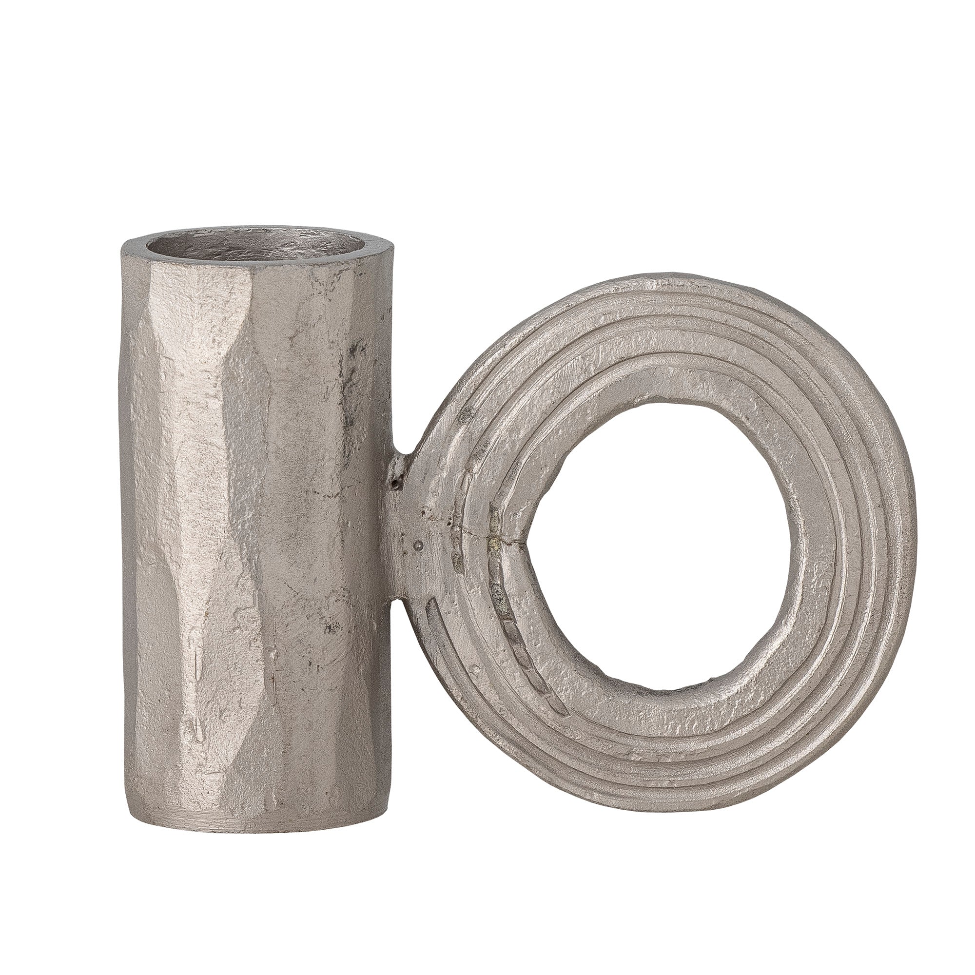 Bougeoir en fer couleur argent Kensi