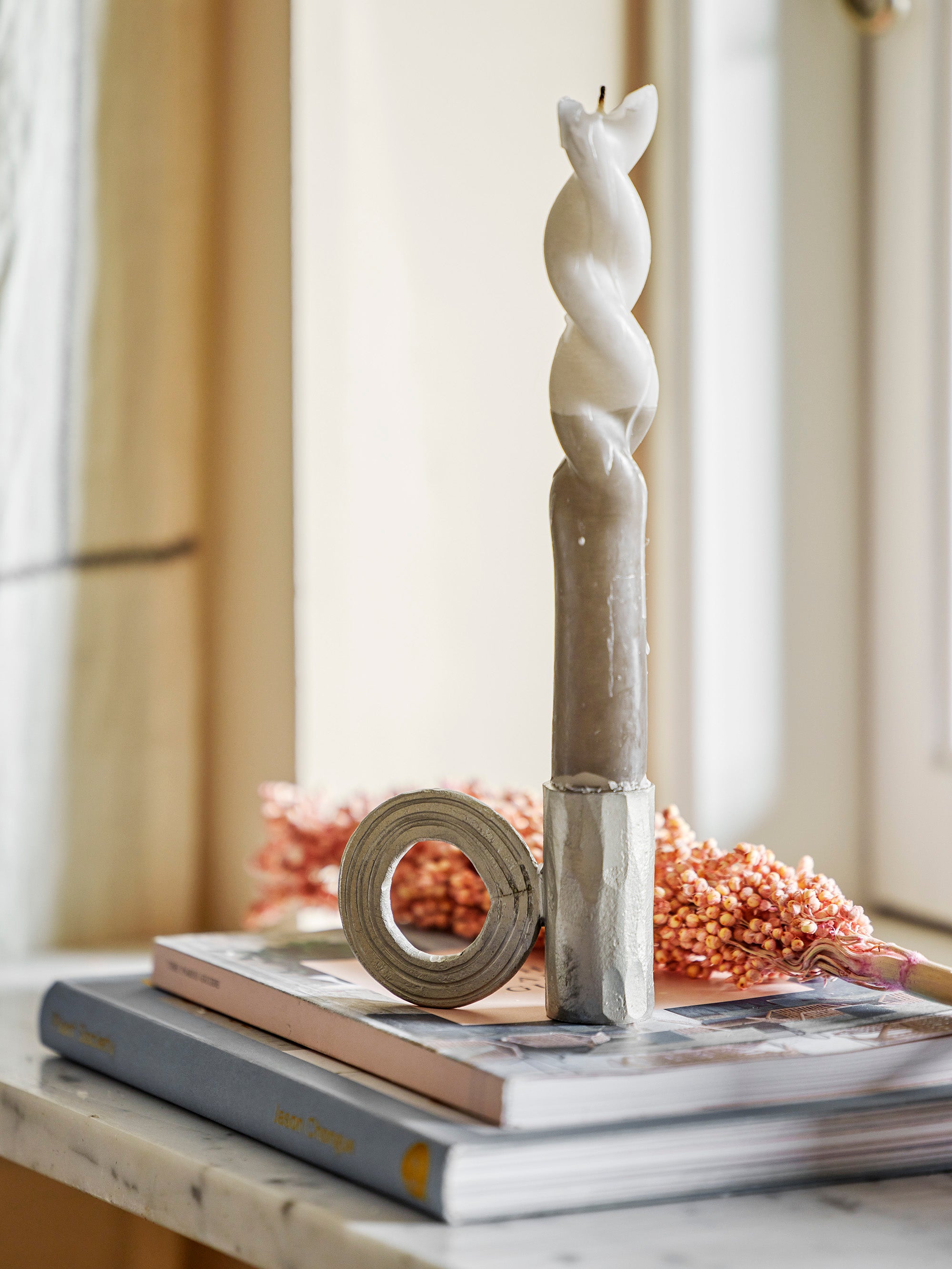 Bougeoir en fer couleur argent Kensi