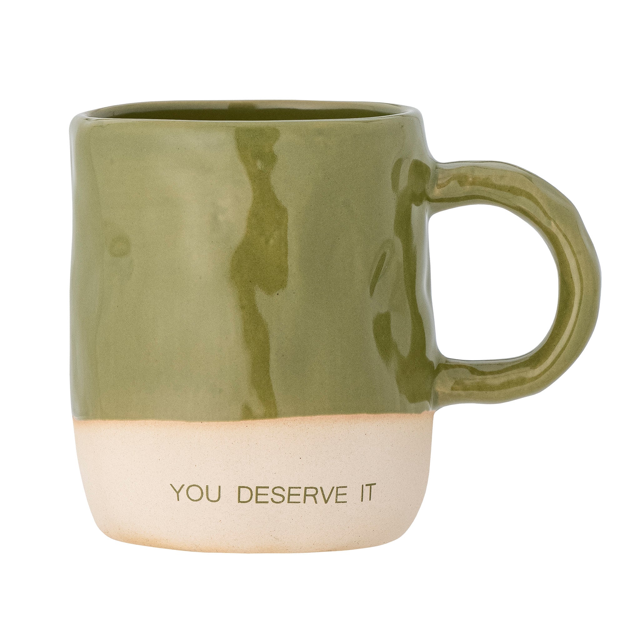 Mug Néo You deserve it en grès vert
