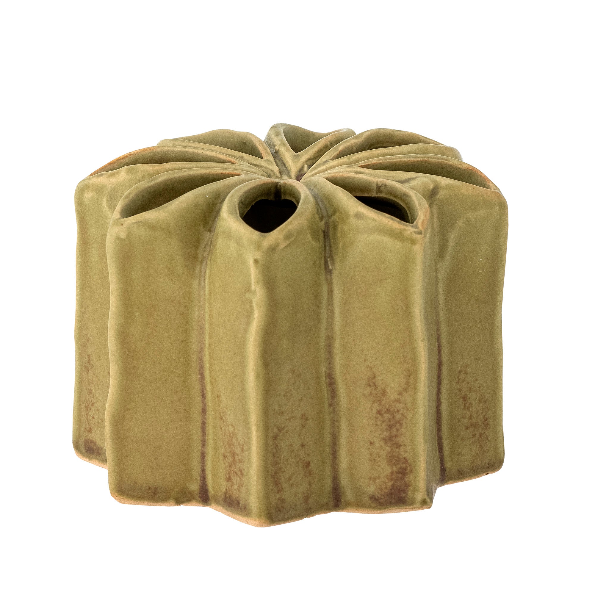 Vase Aleena en grès vert jaune