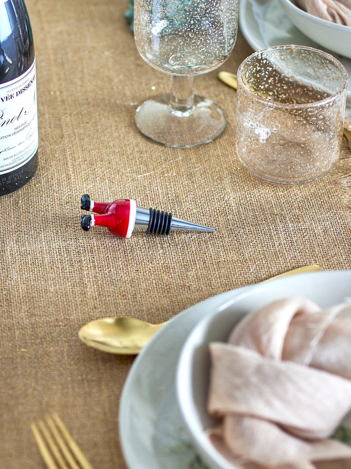Bloomingville Lynn Santa Glass Wine Stopper | Bloomingville | View 2 | Beluga Boutique