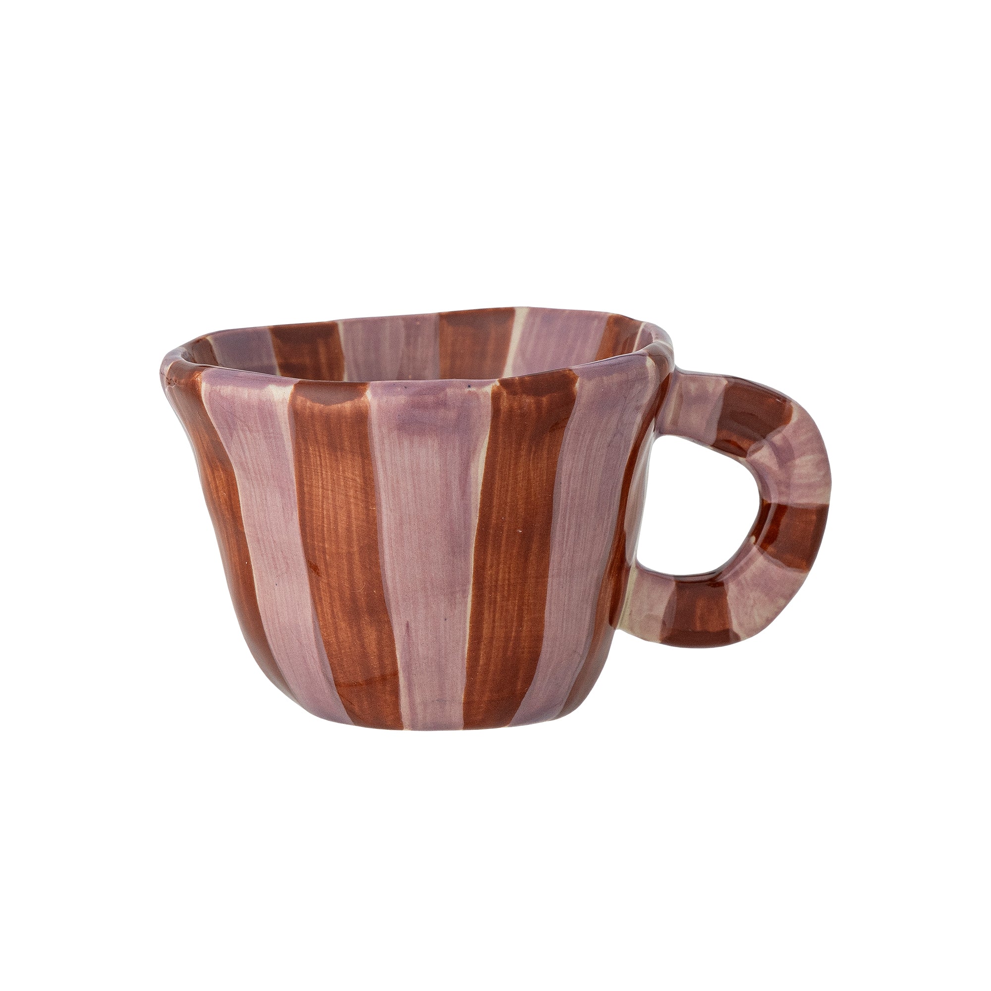 Tasse Nini en grès rayé rose et rouge