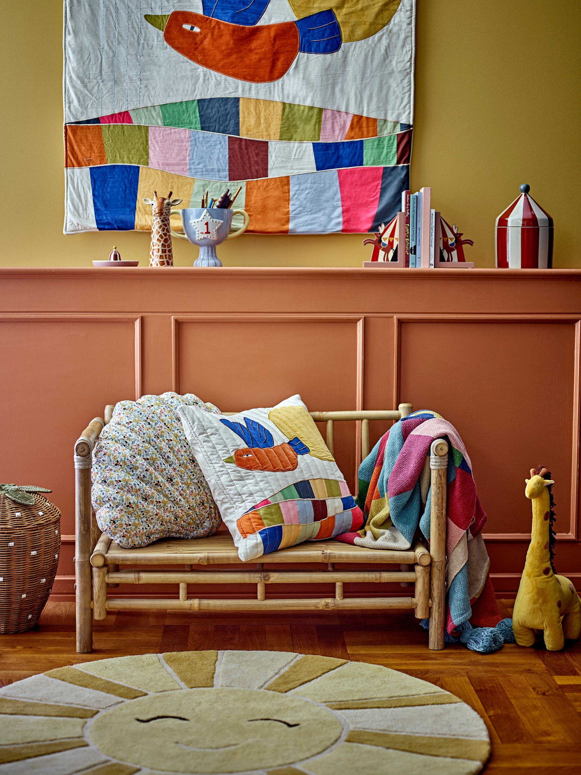 Plaid Colorine en coton recyclé, multicolore