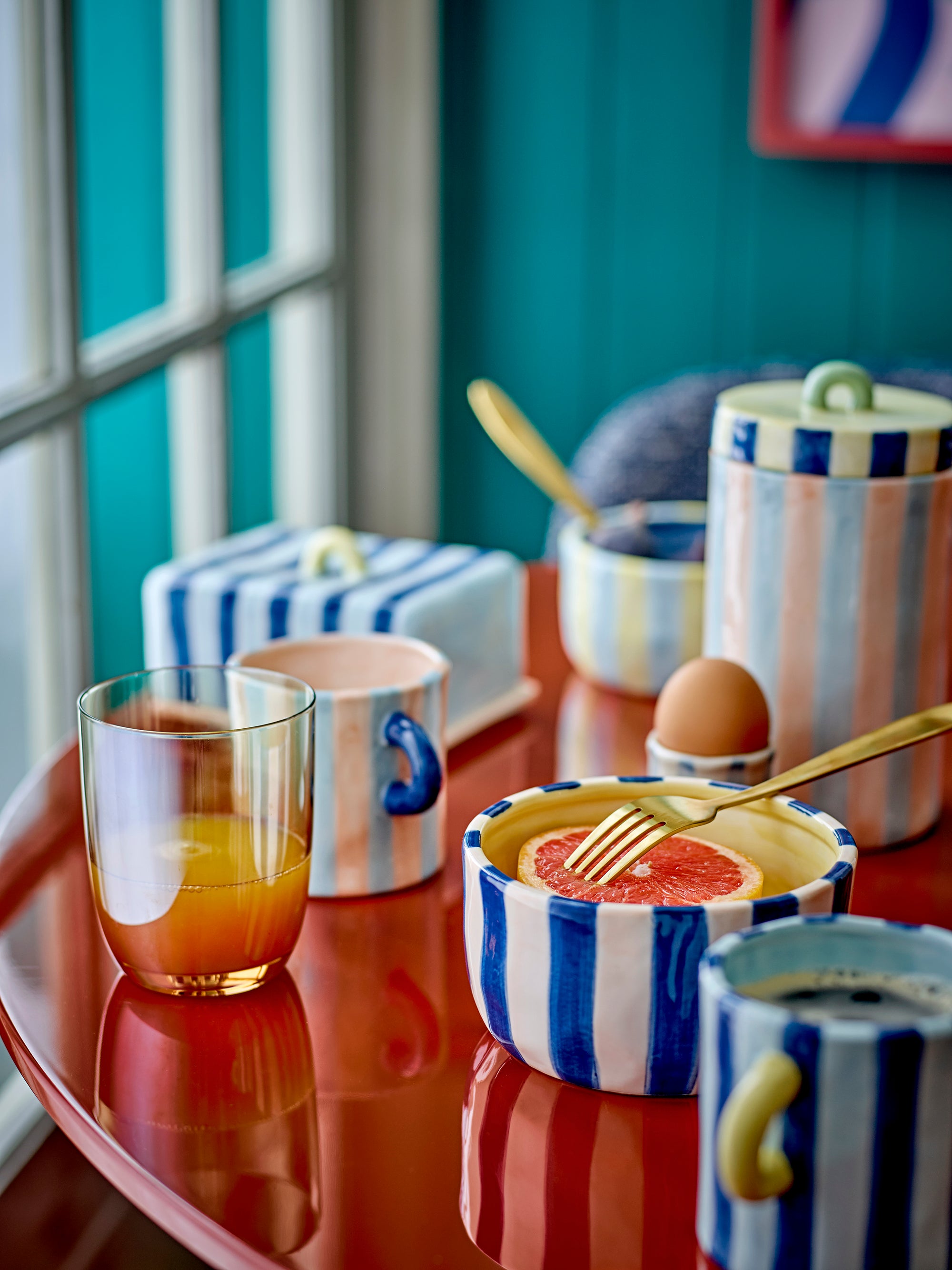 Phoenix mug in multicolored stoneware, set of 2