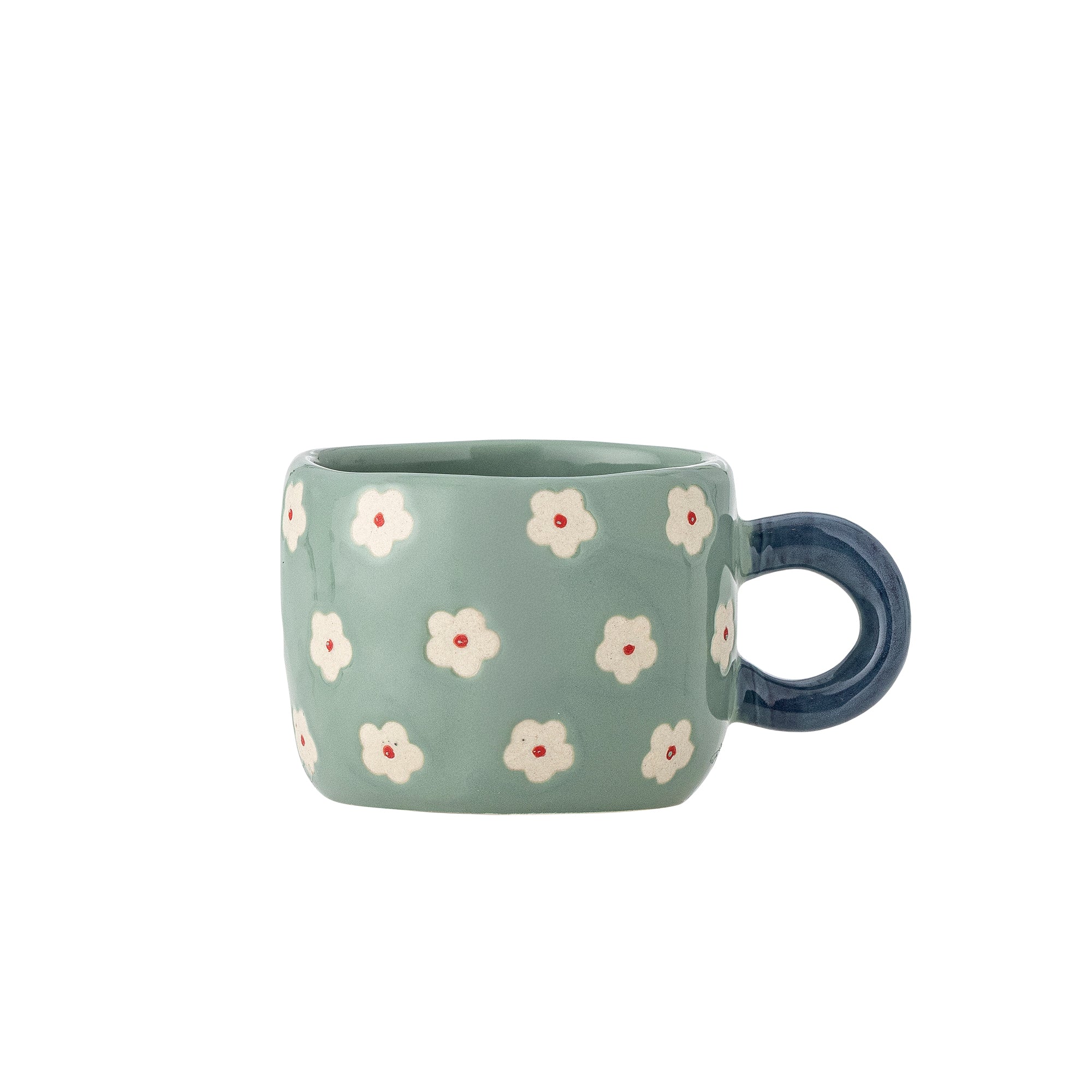 Tasse Nini en grès bleu avec fleurs blanches