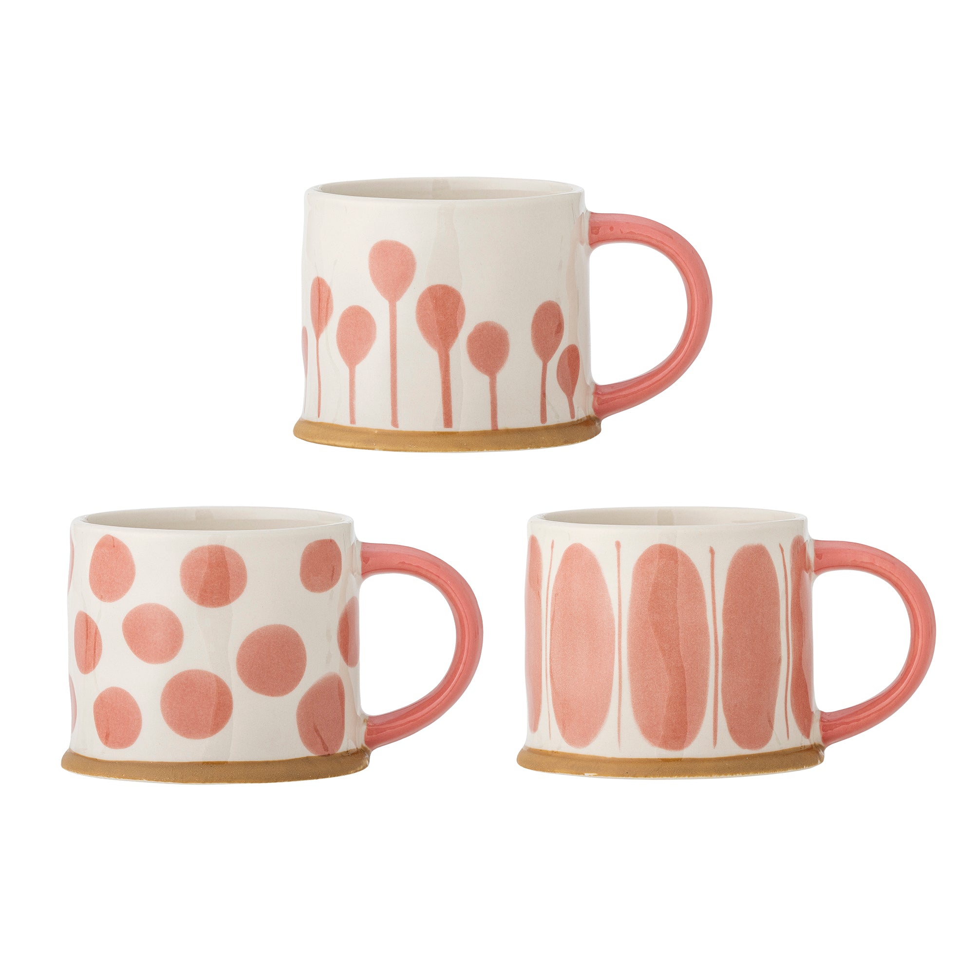 Mugs Linora en grès rose, set de 3 mugs