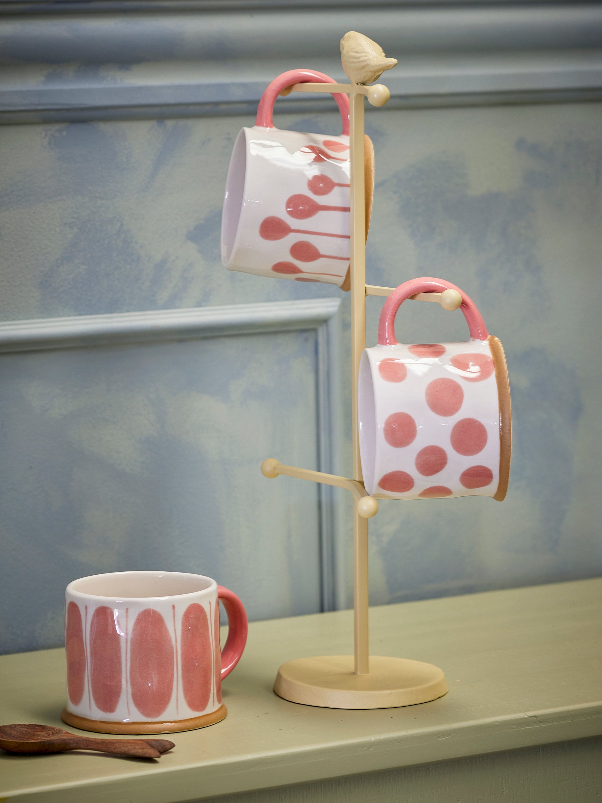 Mugs Linora en grès rose, set de 3 mugs