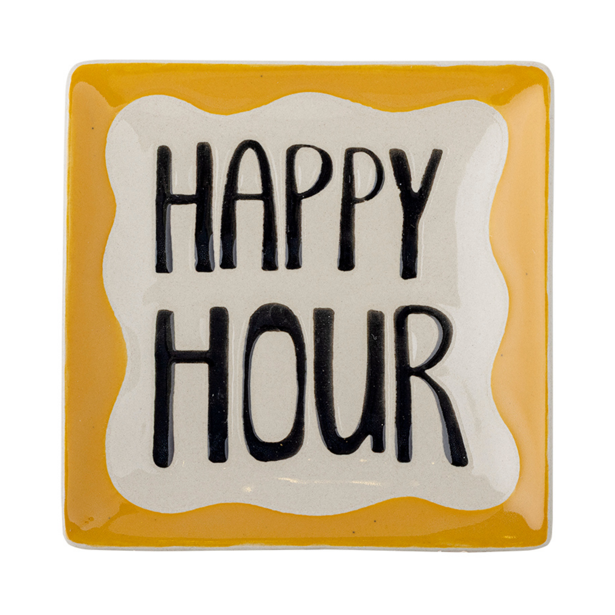 Assiette Soline en grès jaune, Happy Hour — Bloomingville