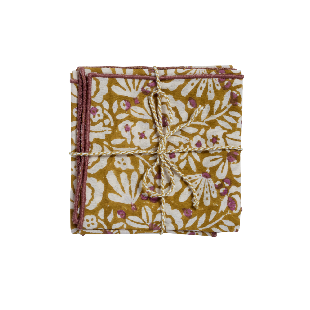 Serviettes de table Iris olive (lot de 2)