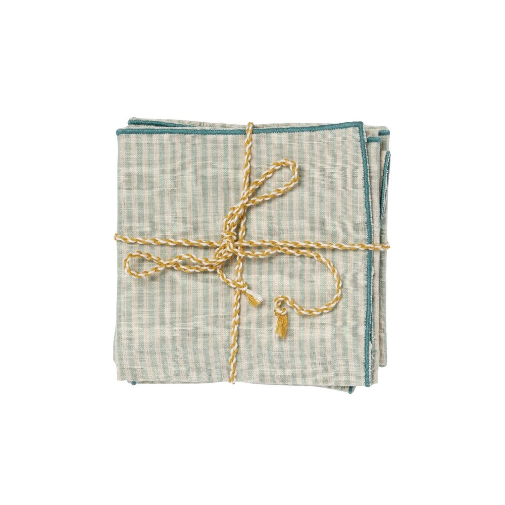 Serviettes de table Rayures bleu-vert (lot de 2)