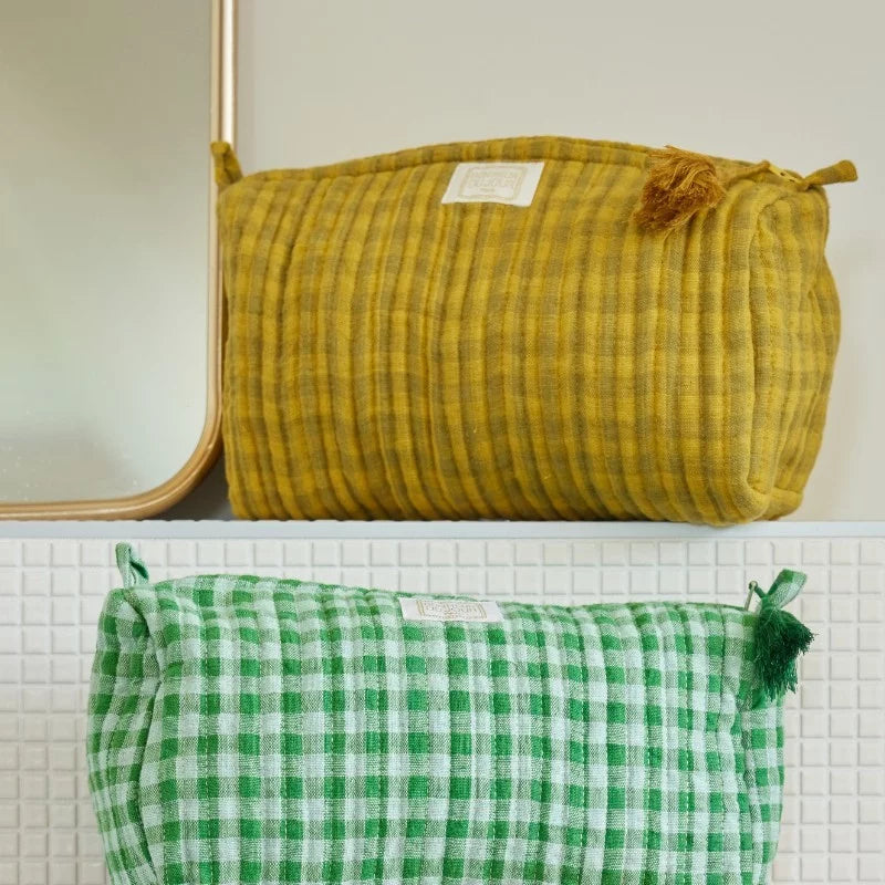 Trousse de toilette Vichy olive