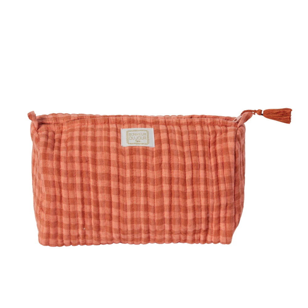 Trousse de toilette Vichy terracotta rose