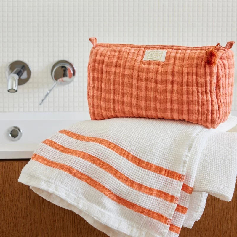 Trousse de toilette Vichy terracotta rose