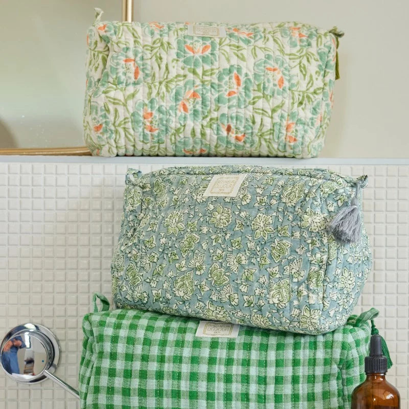 Trousse de toilette Vichy vert