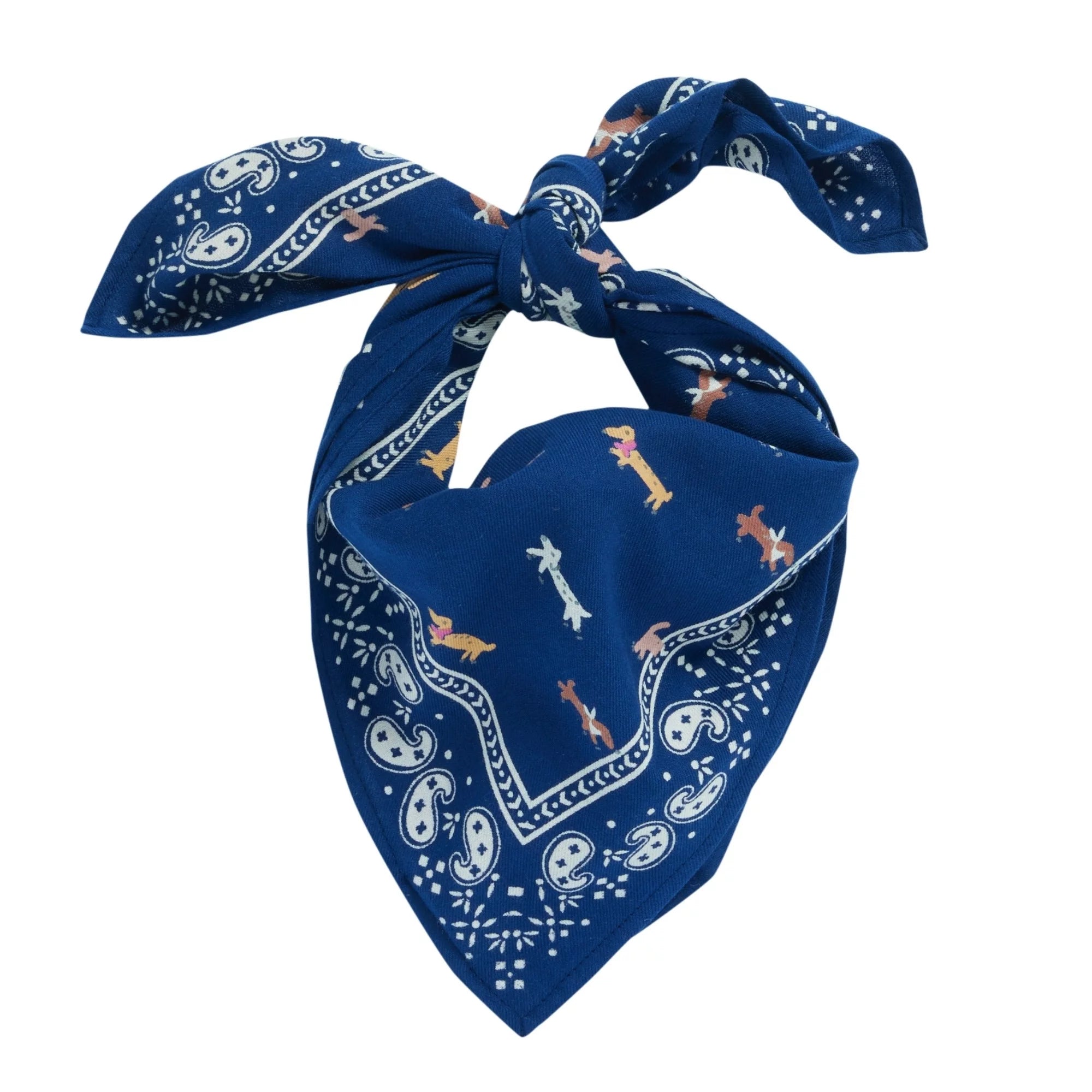 Petit foulard Teckel indigo