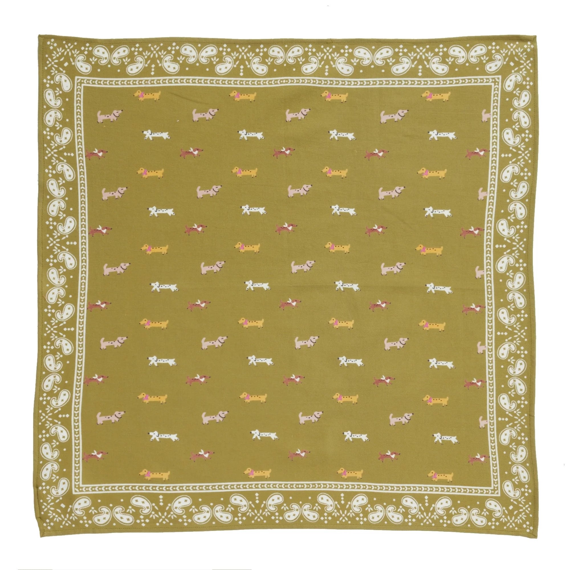 Petit foulard Teckel olive