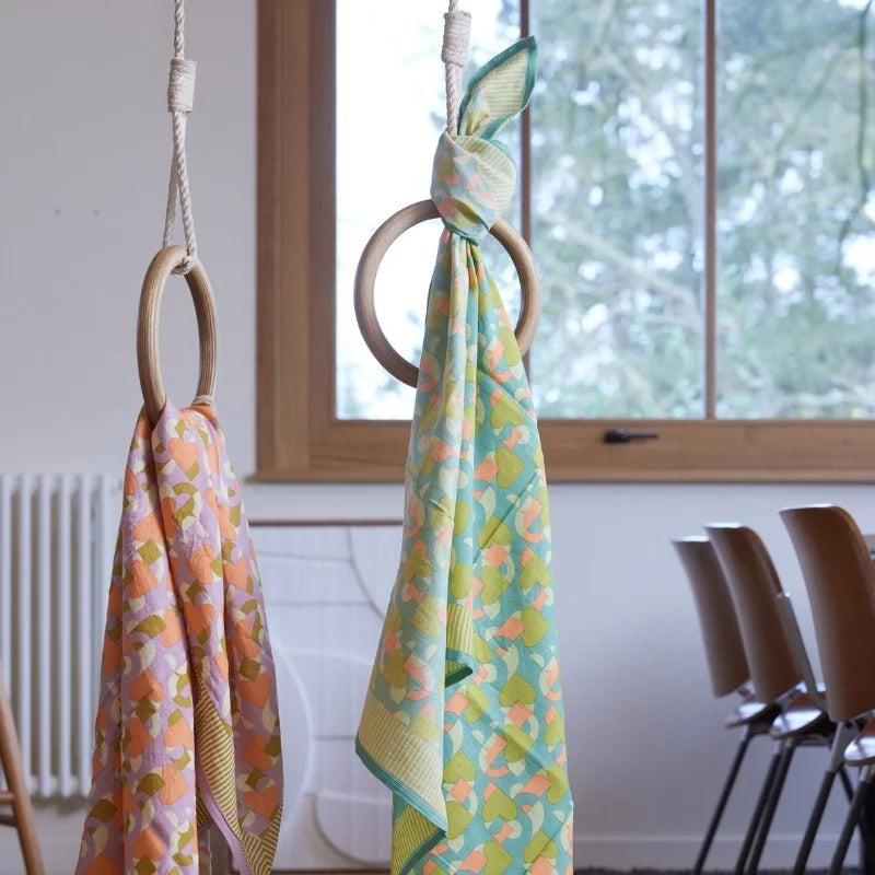 Foulard Indien Love Mon Coeur bleu vert