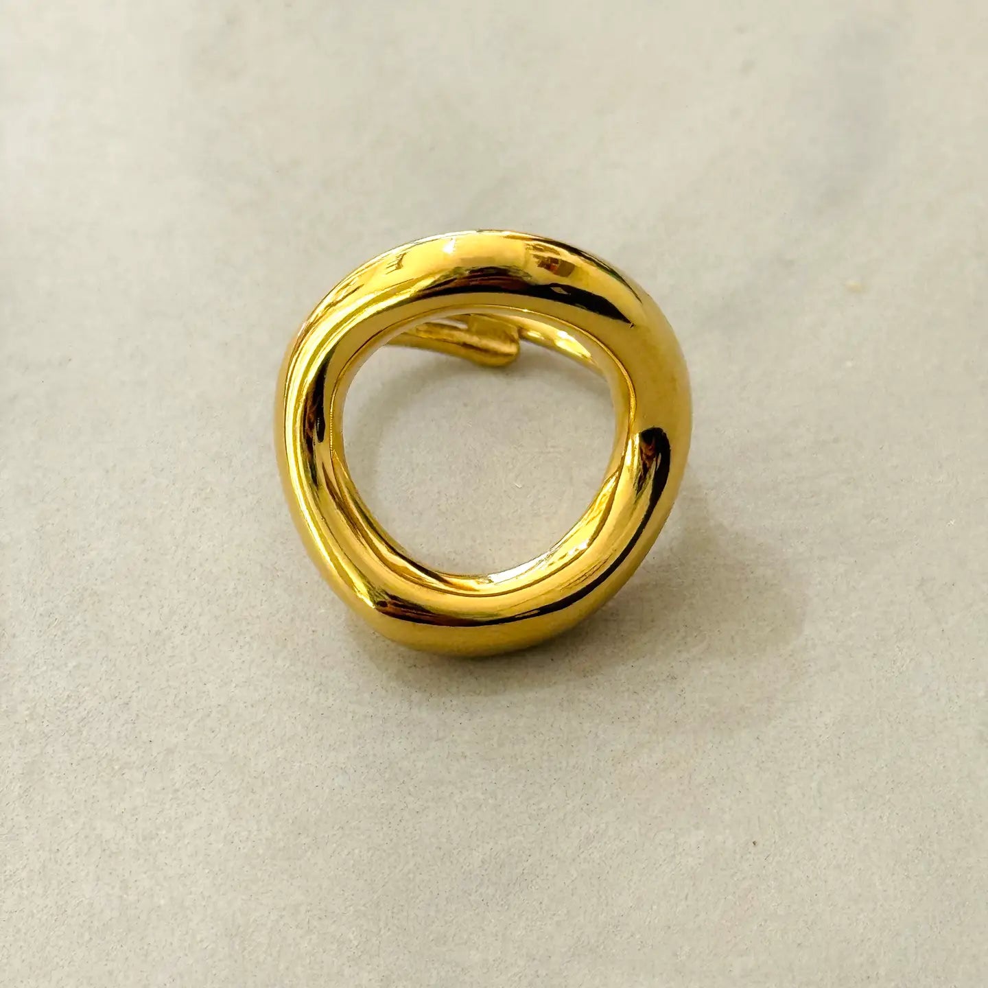 Bague ajustable Big Gap en acier inoxydable plaqué or 14 carats