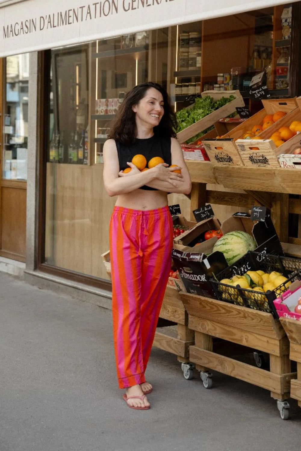 Pyjama rayés, rouge