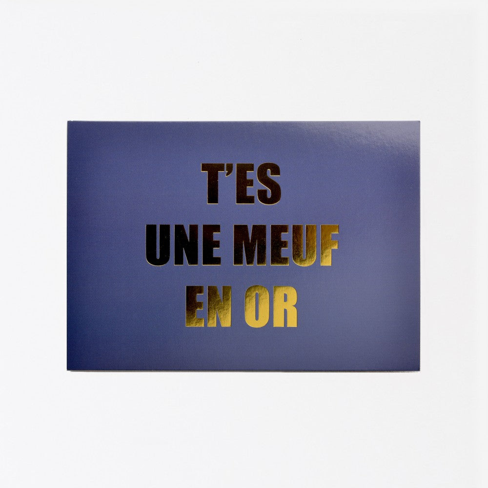 Carte Meuf en Or avec enveloppe