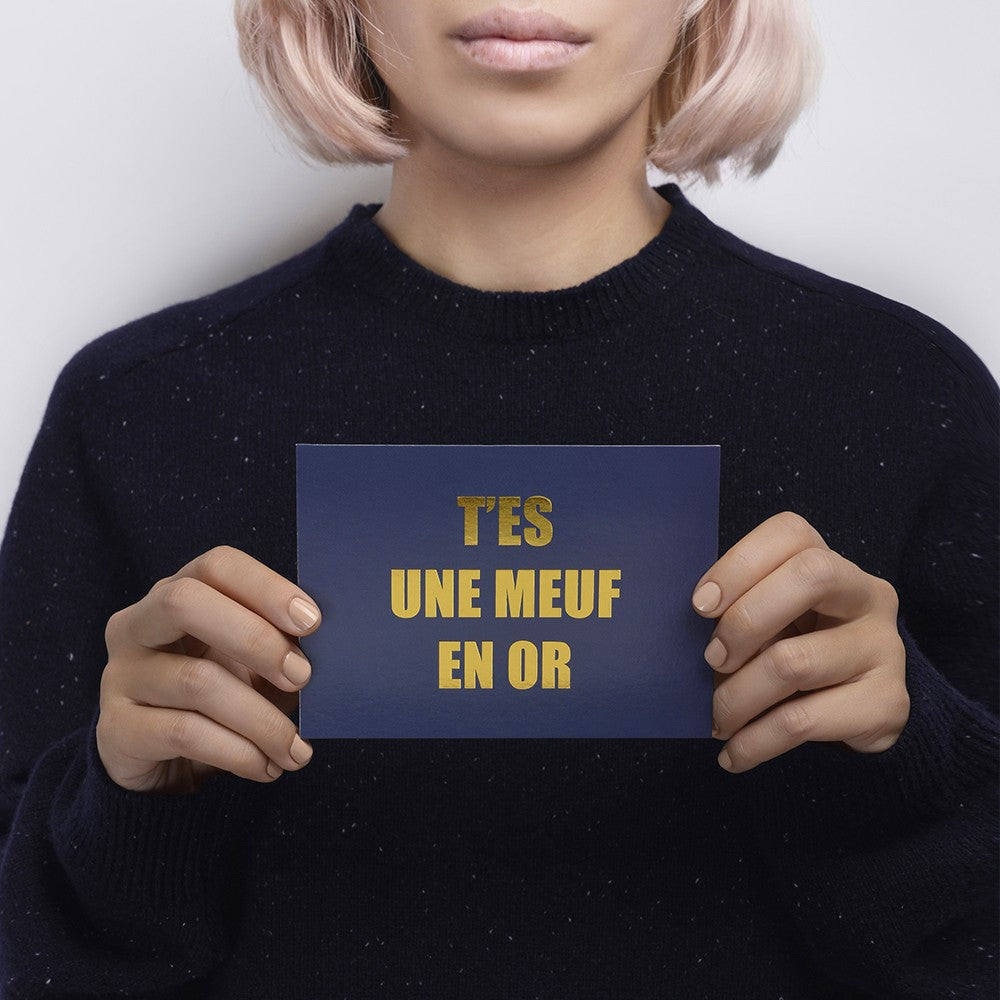 Carte Meuf en Or avec enveloppe