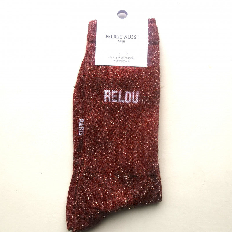 Chaussettes Relou paillettes rouille