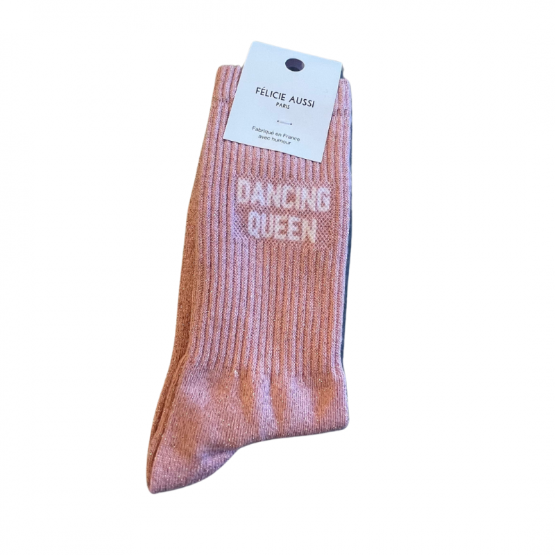 Chaussettes Dancing Queen à paillettes rose