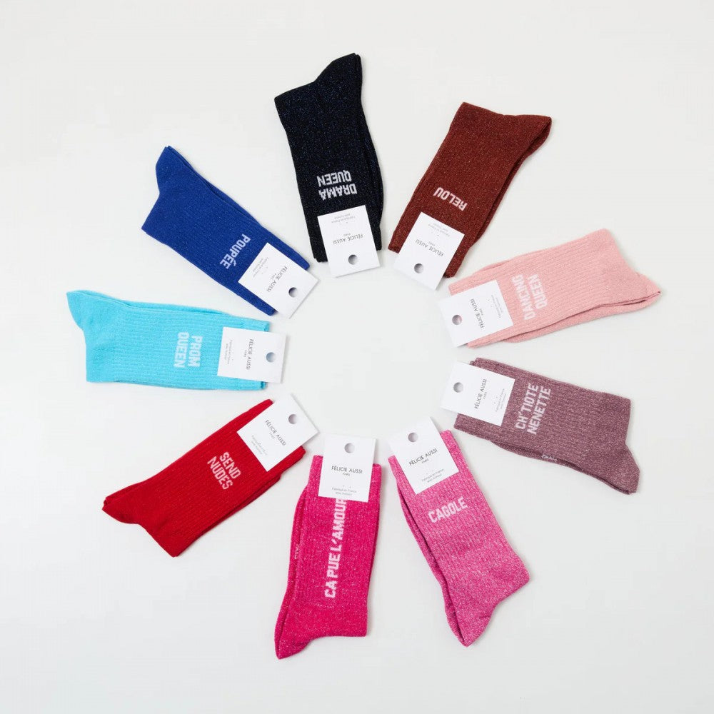 Chaussettes Drama Queen à paillettes galaxie