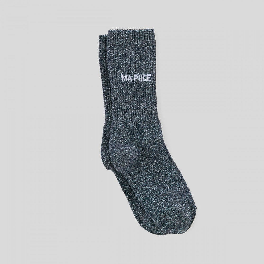 Félicie Aussi “Ma Puce” anthracite glitter socks 36/40